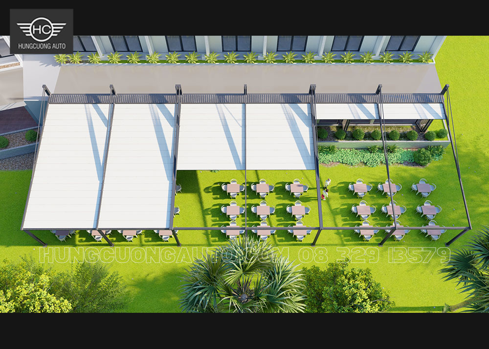 Bản vẽ thiết kế 3D mái xếp khung nhôm cho quán cafe siêu đẹp Bản vẽ thiết kế 3D mái xếp khung nhôm cho quán cafe siêu đẹp