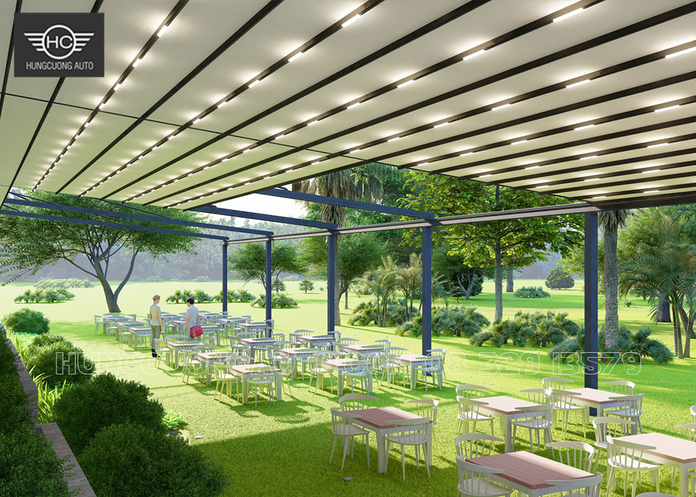 Bản vẽ thiết kế 3D mái xếp khung nhôm cho quán cafe siêu đẹp Bản vẽ thiết kế 3D mái xếp khung nhôm cho quán cafe siêu đẹp