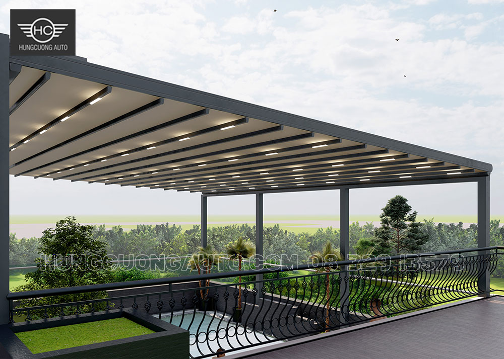 Mái xếp khung nhôm cho bể bơi siêu đẹp Mái xếp khung nhôm cho bể bơi siêu đẹp