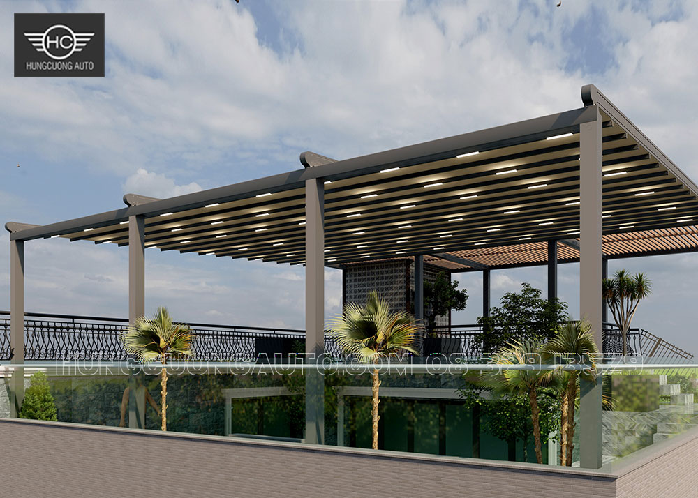 Mái xếp khung nhôm cho bể bơi siêu đẹp Mái xếp khung nhôm cho bể bơi siêu đẹp