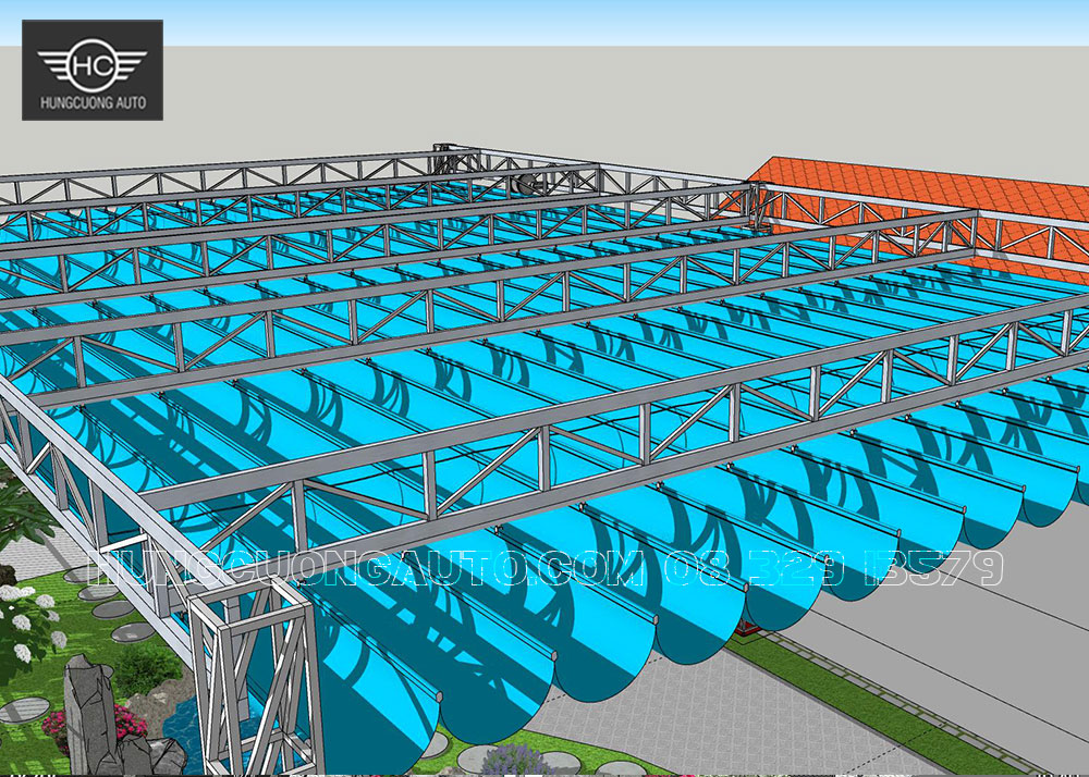 Bản vẽ mái xếp 10x16m cho sân vườn, hồ cá koi đẹp nhất Bản vẽ mái xếp 10x16m cho sân vườn, hồ cá koi đẹp nhất