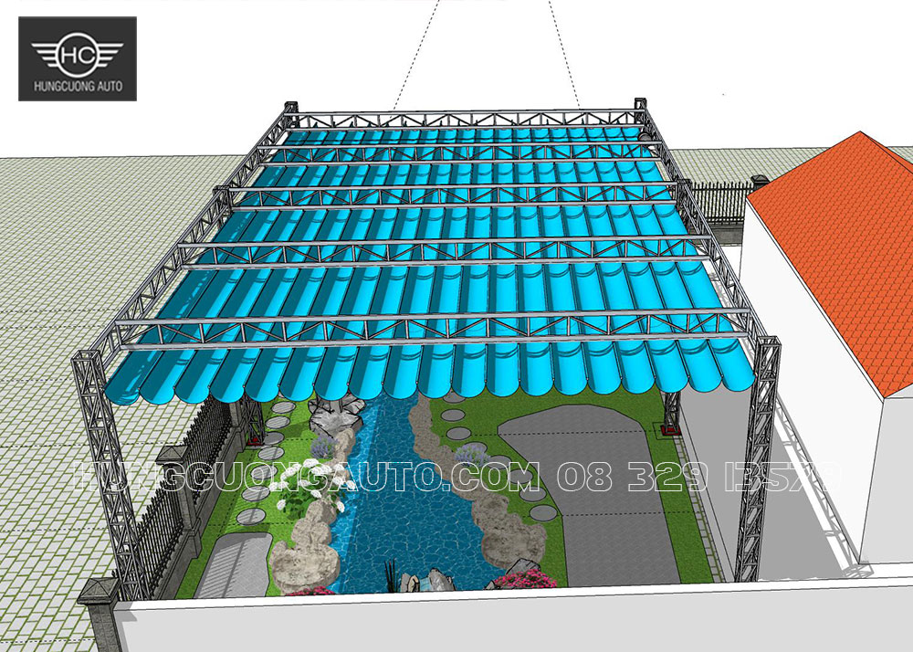 Bản vẽ mái xếp 10x16m cho sân vườn, hồ cá koi đẹp nhất Bản vẽ mái xếp 10x16m cho sân vườn, hồ cá koi đẹp nhất
