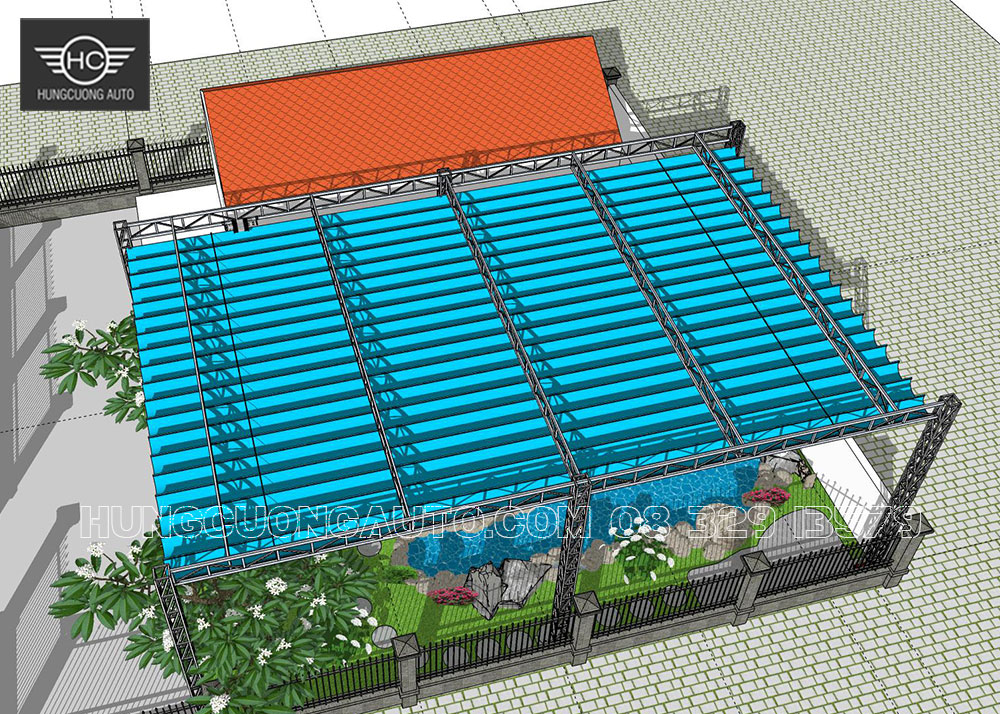 Bản vẽ mái xếp 10x16m cho sân vườn, hồ cá koi đẹp nhất Bản vẽ mái xếp 10x16m cho sân vườn, hồ cá koi đẹp nhất