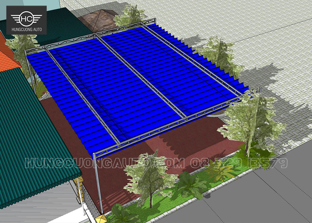 Bản vẽ mái xếp bạt ké 13m x 11.6m Bản vẽ mái xếp bạt ké 13m x 11.6m