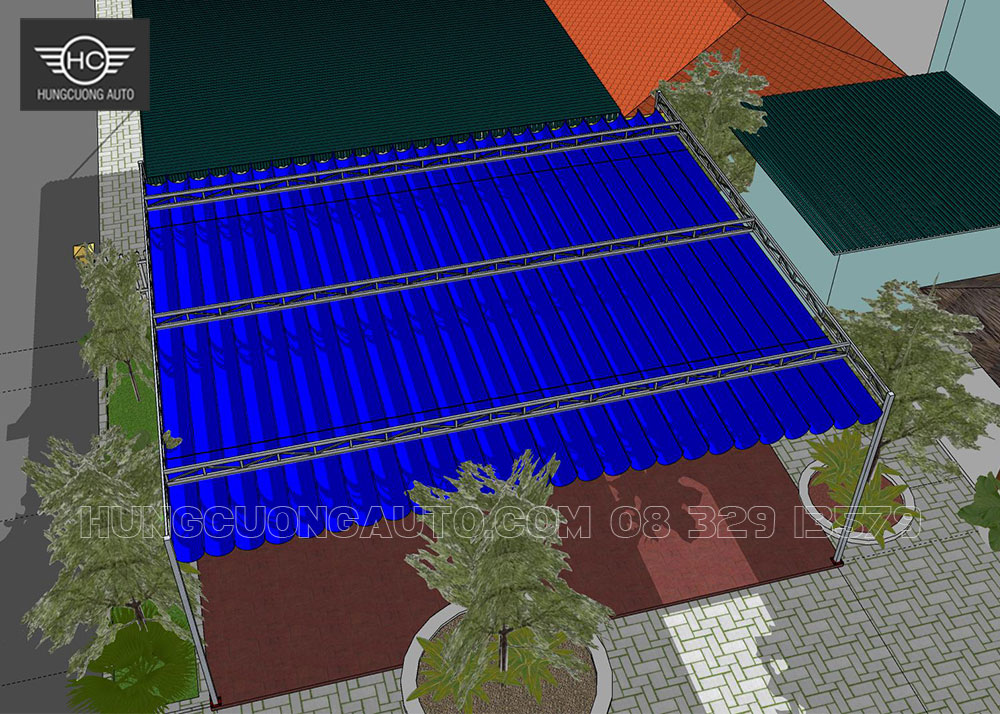 Bản vẽ mái xếp bạt ké 13m x 11.6m Bản vẽ mái xếp bạt ké 13m x 11.6m