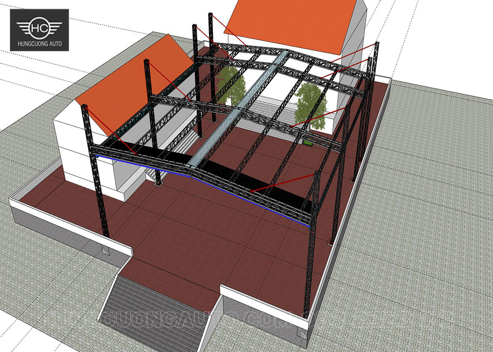 Mái xếp di động chữ A, vượt nhịp 23.5x26.3m Mái xếp di động chữ A, vượt nhịp 23.5x26.3m