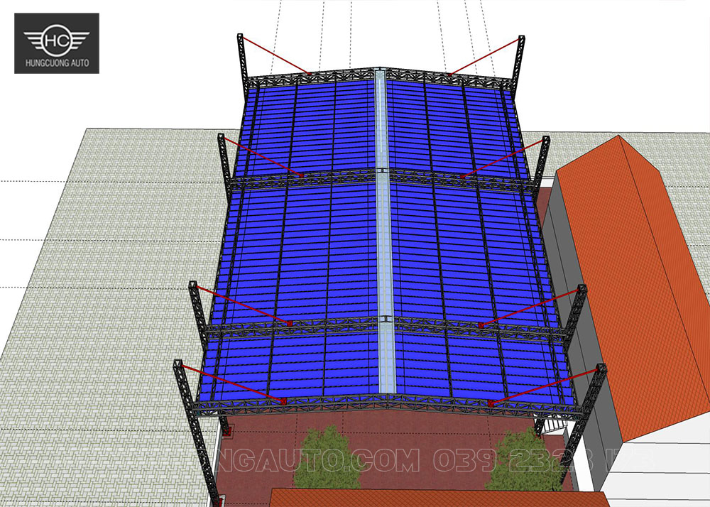 Mái xếp di động chữ A, vượt nhịp 23.5x26.3m Mái xếp di động chữ A, vượt nhịp 23.5x26.3m