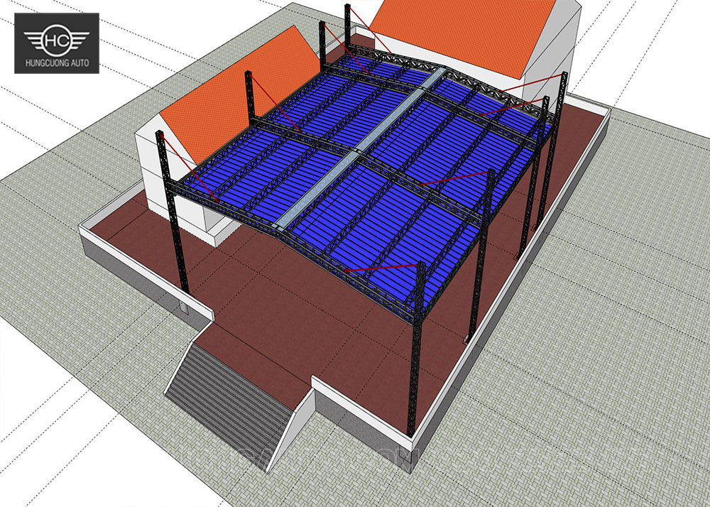 Mái xếp di động chữ A, vượt nhịp 23.5x26.3m Mái xếp di động chữ A, vượt nhịp 23.5x26.3m