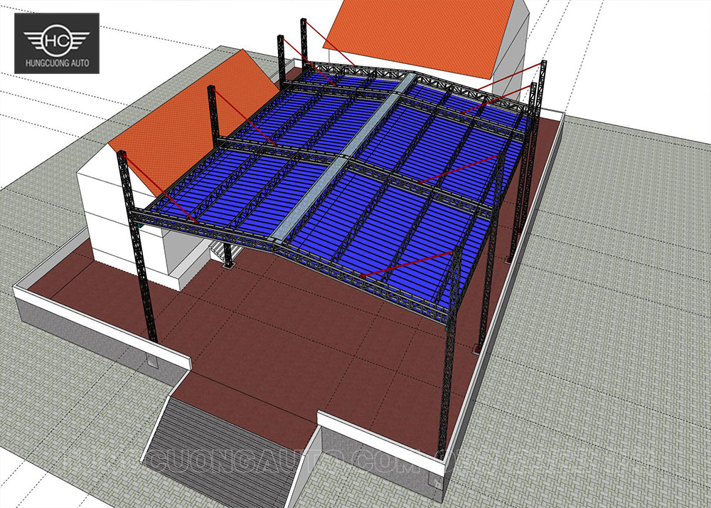 Mái xếp di động chữ A, vượt nhịp 23.5x26.3m Mái xếp di động chữ A, vượt nhịp 23.5x26.3m