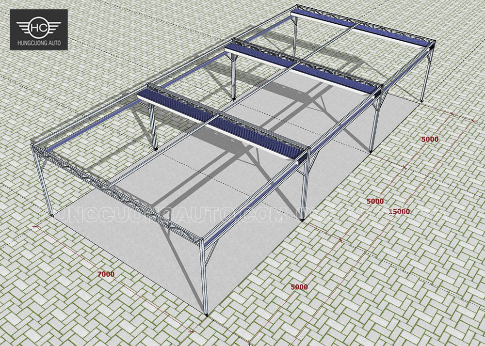 Bản vẽ nhà bạt xếp di động 7mx15m Bản vẽ nhà bạt xếp di động 7mx15m