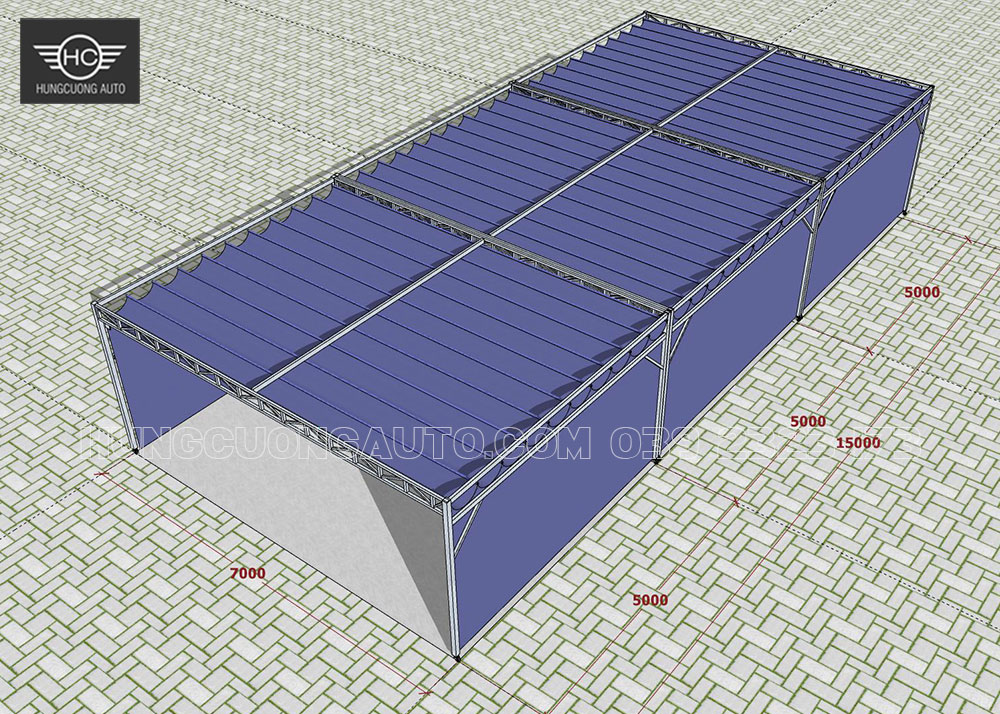 Bản vẽ nhà bạt xếp di động 7mx15m Bản vẽ nhà bạt xếp di động 7mx15m