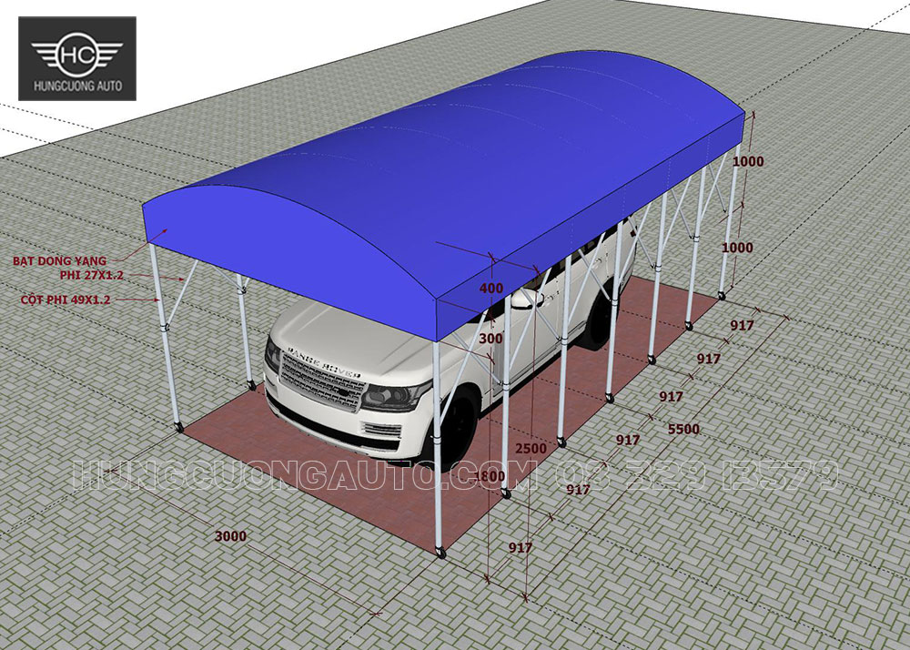 Bản vẽ nhà bạt xếp di động - punta che xe ô tô 3x5.5 m Bản vẽ nhà bạt xếp di động - punta che xe ô tô 3x5.5 m