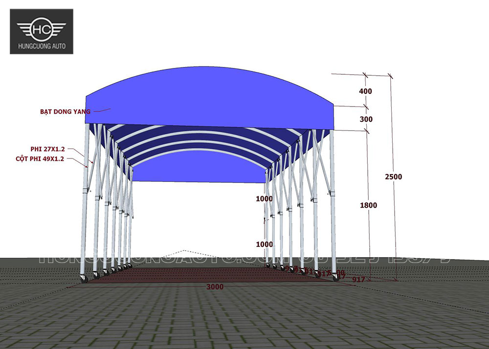 Bản vẽ nhà bạt xếp di động - punta che xe ô tô 3x5.5 m Bản vẽ nhà bạt xếp di động - punta che xe ô tô 3x5.5 m
