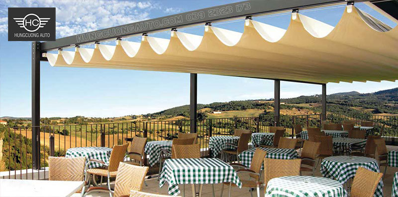 Mái bạt kéo quán cafe đẹp Mái bạt kéo quán cafe đẹp