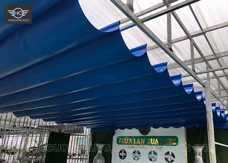 Mái bạt xếp che vườn lan Mái bạt xếp che vườn lan
