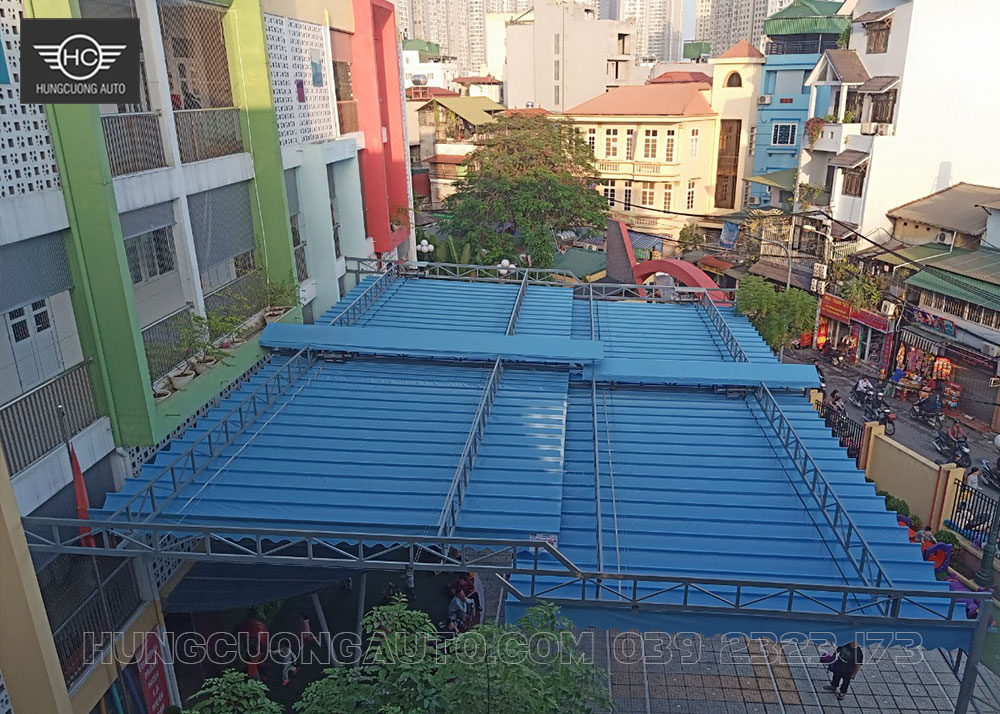Mái bạt xếp di động đẹp cho sân trường học Mái bạt xếp di động đẹp cho sân trường học