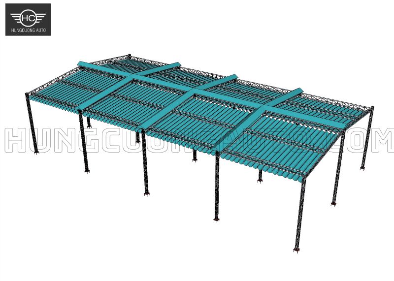 Mái bạt xếp di động sân pickleball 36.5x14.9