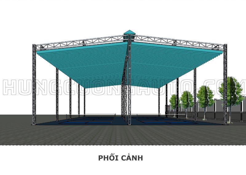 Mái bạt xếp di động sân pickleball 36.5x14.9