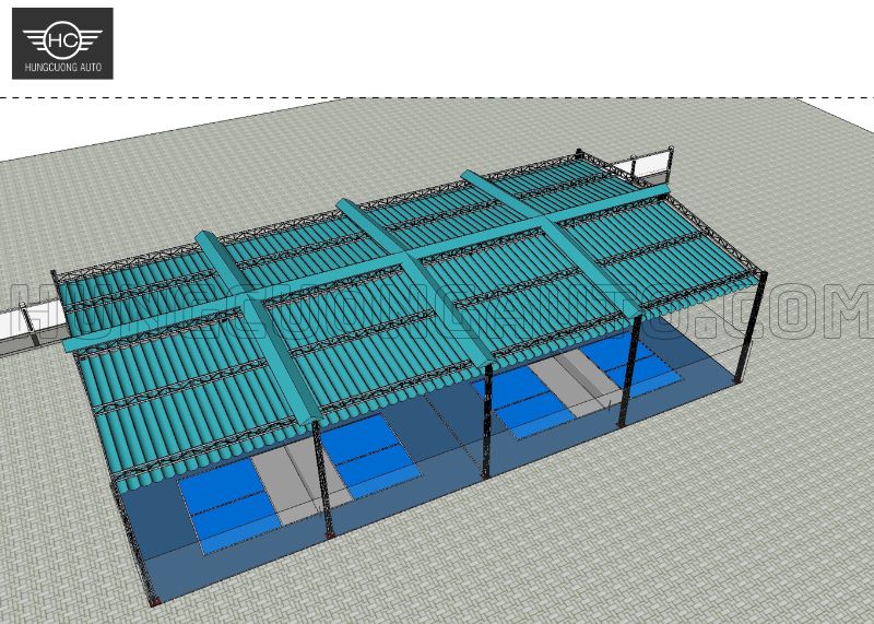 Mái bạt xếp di động sân pickleball 36.5x14.9